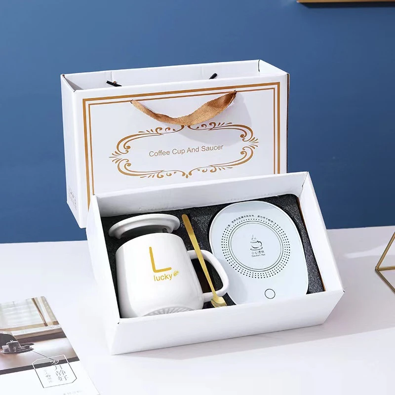 55度豪华暖暖杯礼盒装恒温杯垫重力感应智能保温办公室必备神器