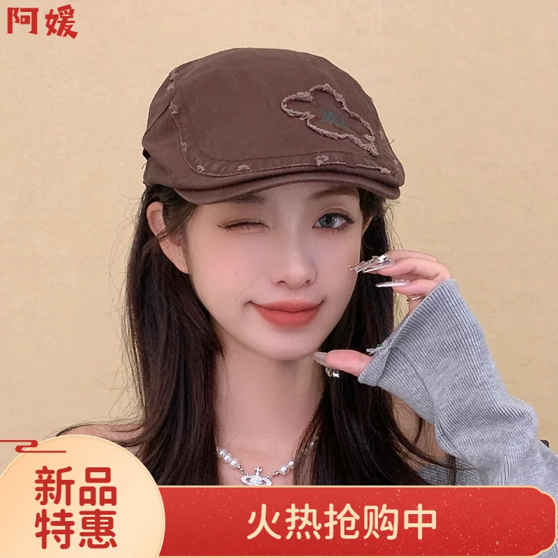 包邮百搭遮阳帽子八角帽子百搭运动时尚夏季薄款毛绒针织毛绒帽针