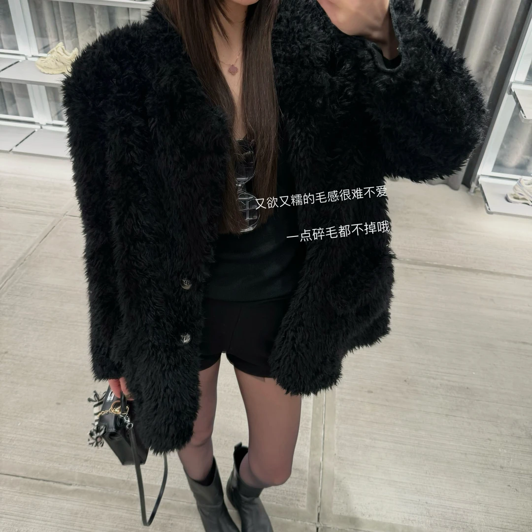 【L.P.L meng】新款秋冬黑曜石毛毛西装外套