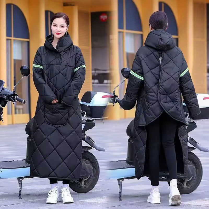 户外电动车挡风衣冬季新款加绒加厚挡风被防水防风超厚秋冬连体款