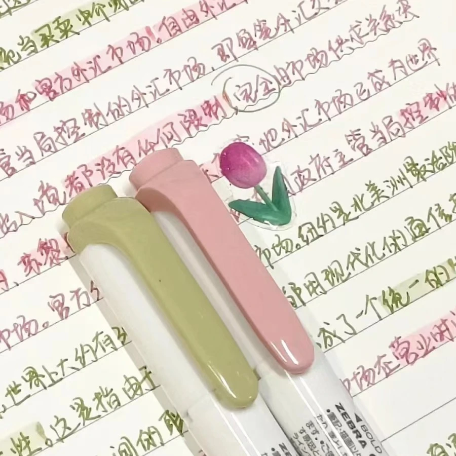 日本ZEBRA斑马荧光色笔自然温和色系WKT7双头记号笔
