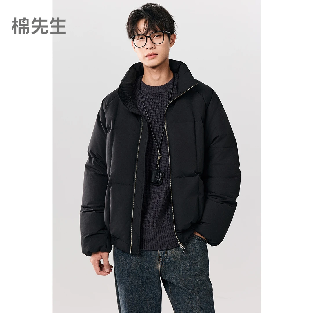 棉先生【90白鹅棉感吐司】男女高密50D防绒立领三花鹅绒服357815012