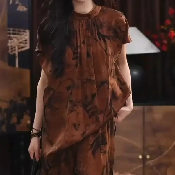 【颂恩】 香云纱新中式气质复古显瘦春夏宽松国风时尚短款洋气上衣