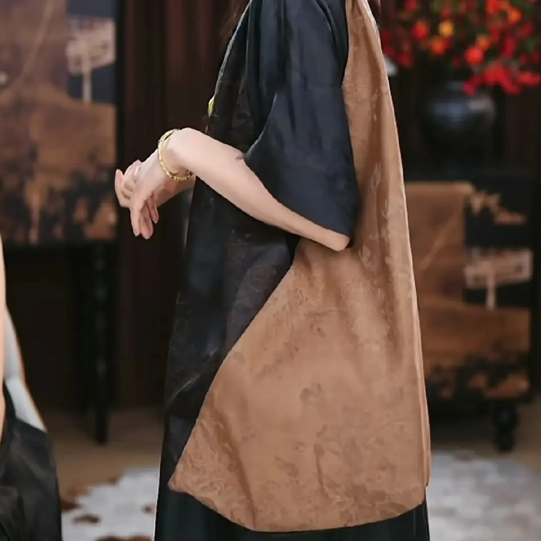 拼色通用手拿包时尚女士百搭可折叠单肩背带休闲大号包包