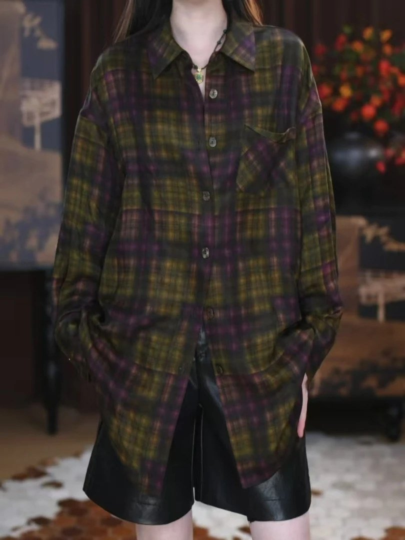 【时笙】香云纱新中式提花复古显瘦秋季宽松国风花色长款上衣