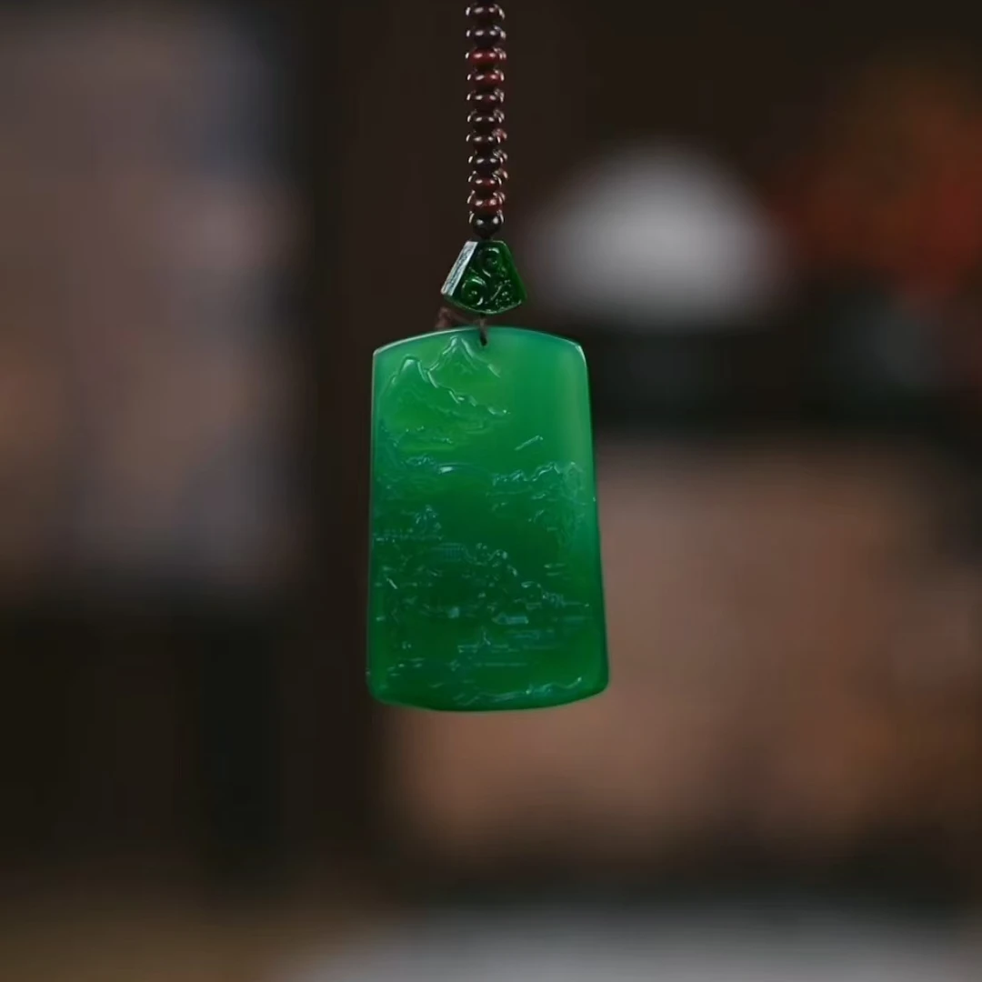 合金项链 【椿山】SJ104 精雕手工气质时尚绿色长链精美高奢项链