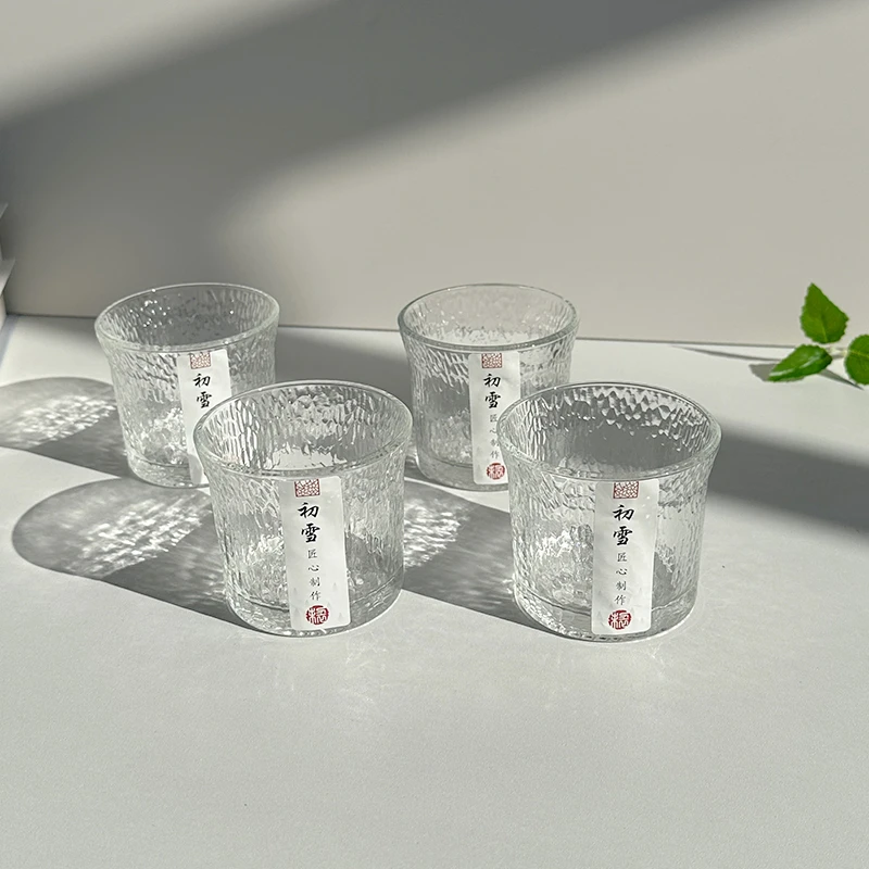 6只装网红锤纹杯初雪杯耐热喝水杯竖纹杯日式品茗杯家用玻璃酒杯