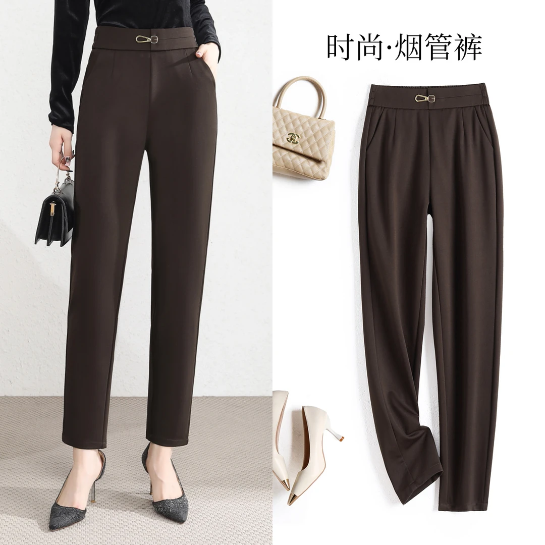 万宜维多B809美拉德时尚小脚直筒女裤小个子显瘦高腰气质百搭神裤