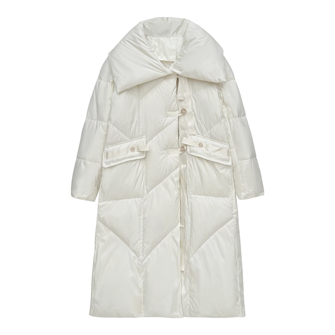 【天邑严选】韩版大翻领长款羽绒服超软款8416