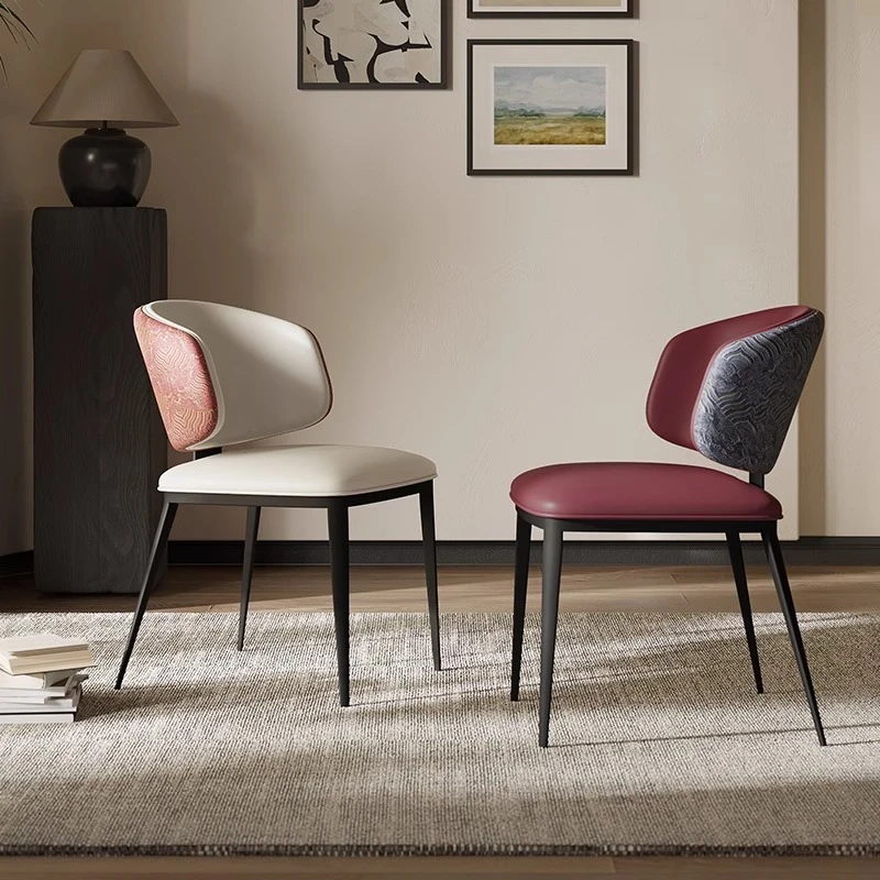 意式极简真皮餐椅家用设计师靠背椅子简约现代高级感餐厅餐桌椅子