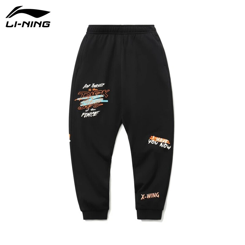 LI-NING/李宁春秋星球大战联名男印花潮流休闲运动长裤/黑色R487