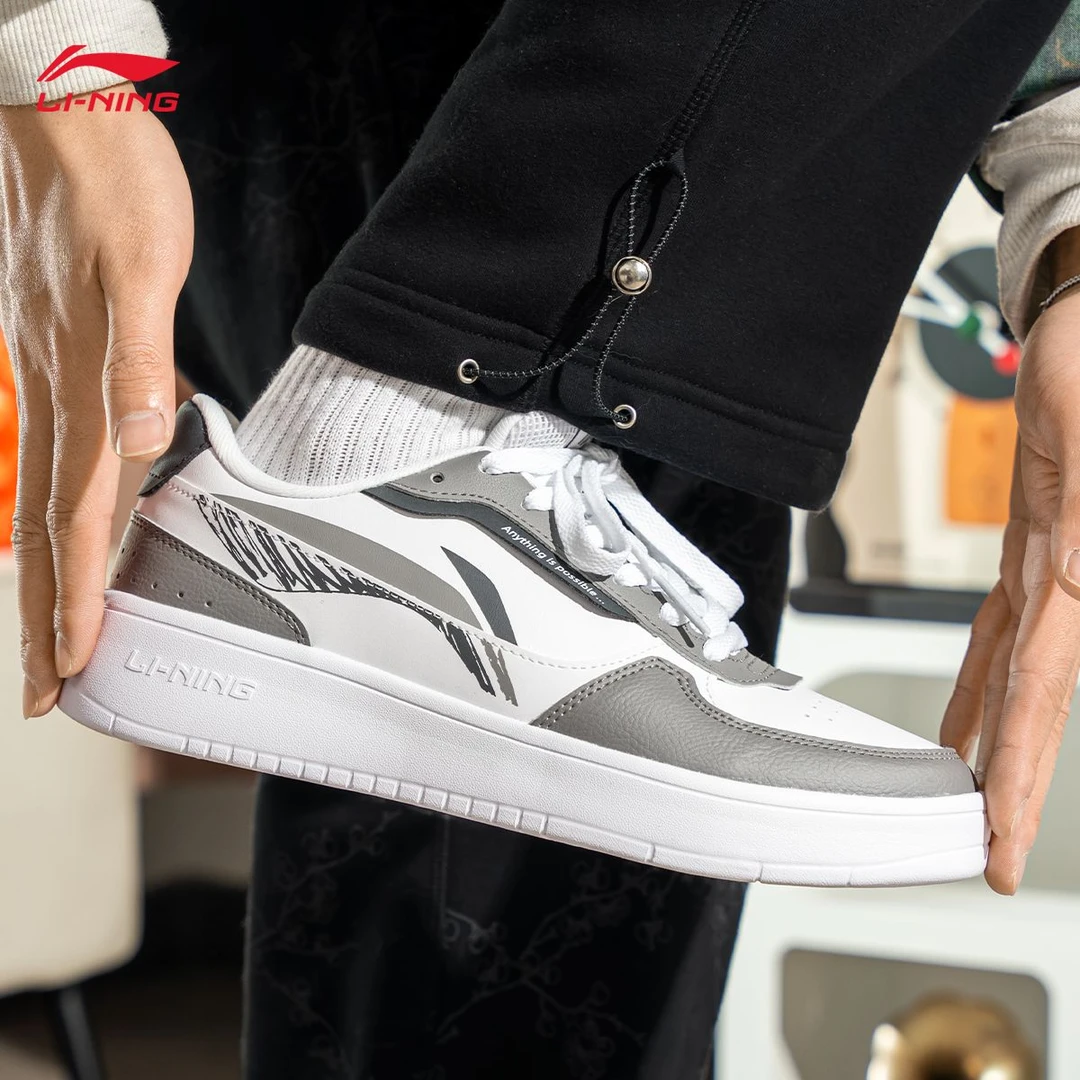 李宁板鞋都达男款秋冬季低帮透气时尚增高ins校园风小白鞋运动鞋