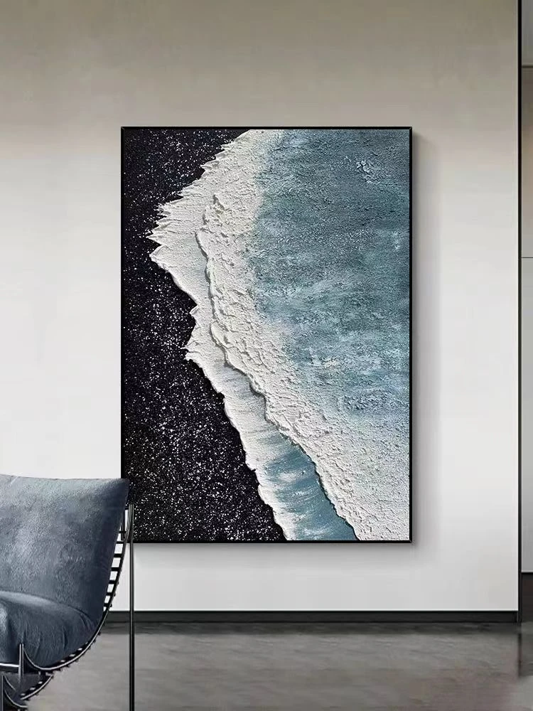 海浪高级感挂画客厅沙发墙肌理装饰画