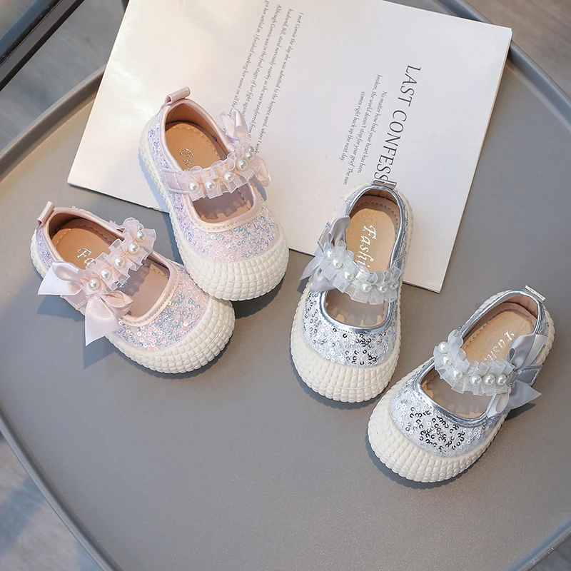 小童公主鞋子女童蝴蝶结小女孩公主单鞋2024秋季新款休闲小宝宝潮