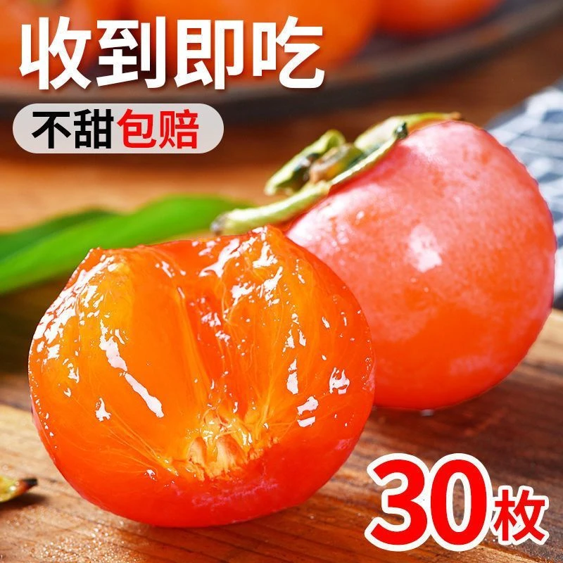 陕西临潼火晶柿子软糯香甜现摘现发小柿子西安特产当应季新鲜水果