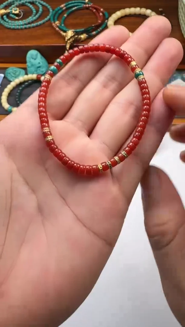 【闪购商品】南红玛瑙手串18K金镶嵌手串手串