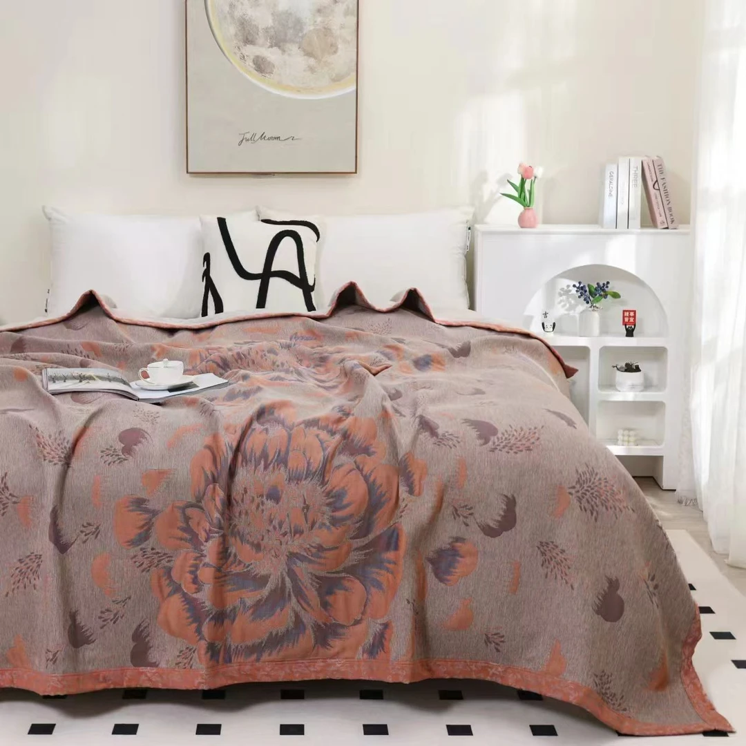 纯棉纱布盖毯四季毯--花舞飞扬230*250