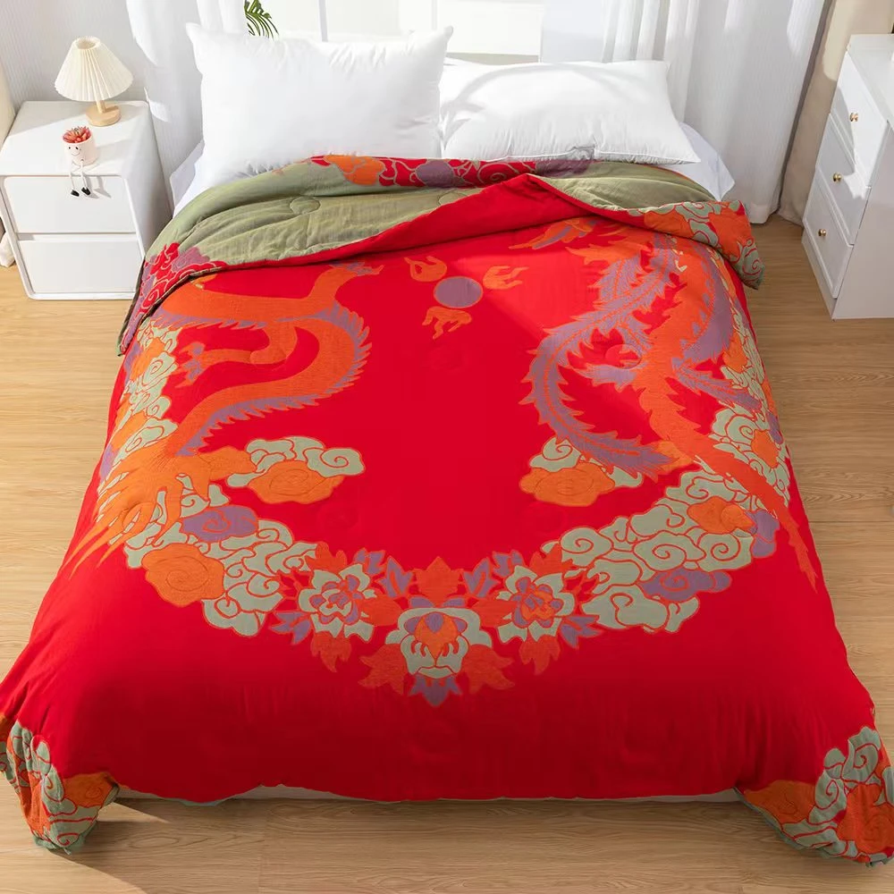 轻奢色织羊绒蛋白被--凤穿牡丹200*230