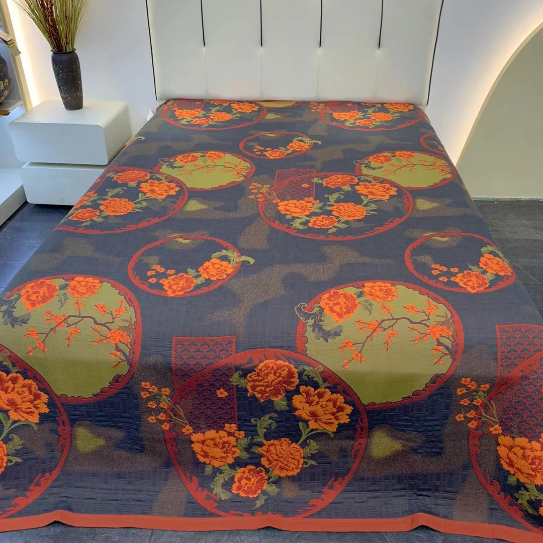 纯棉纱布盖毯多功能四季毯--花好月圆230*250