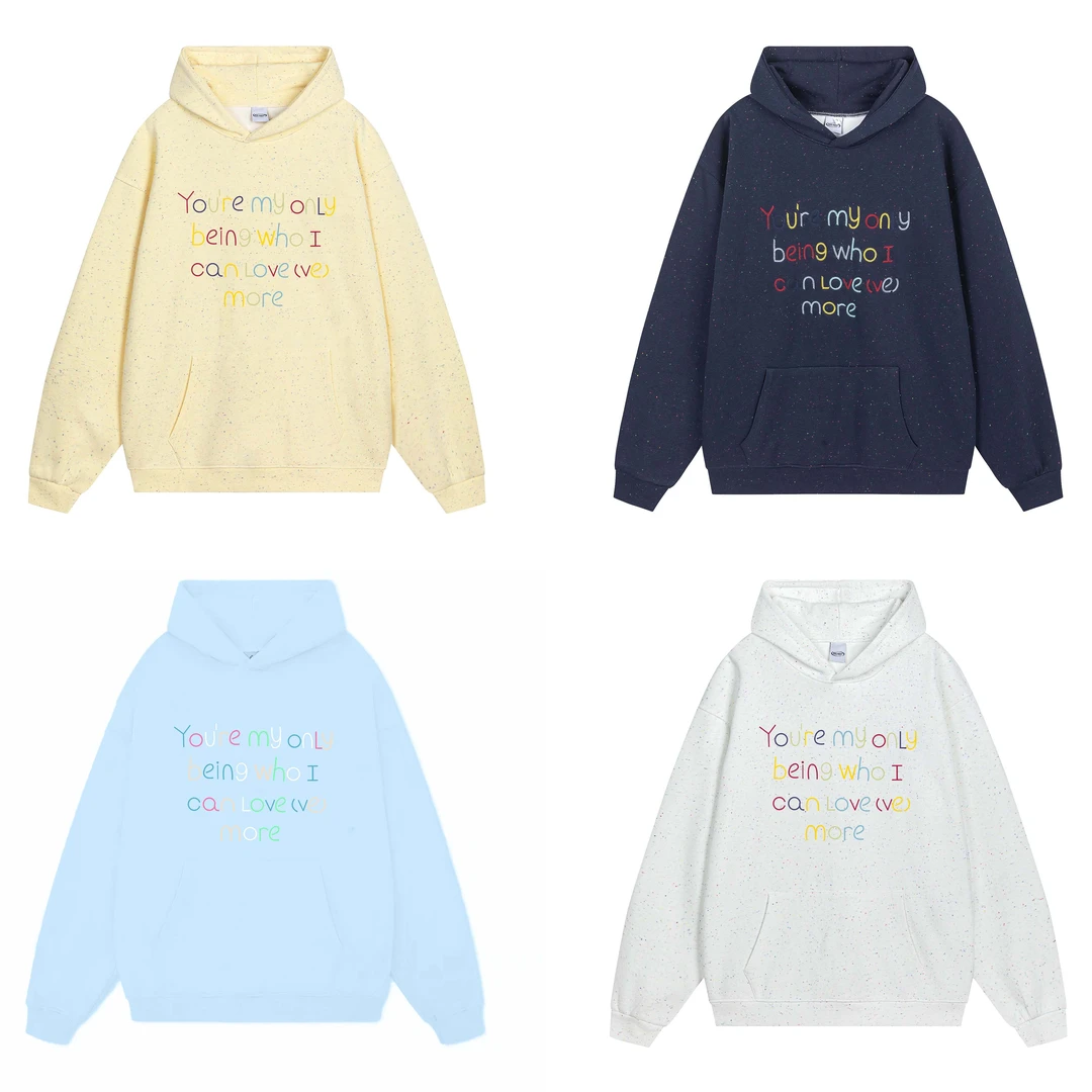 ROSE2025秋冬季潮流百搭宽松彩点绳绣连帽口袋套头卫衣男女同款