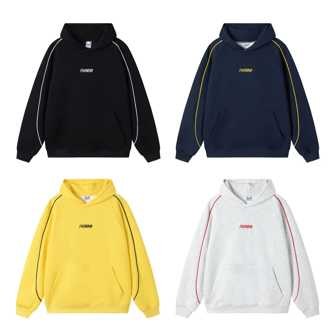 ROSE秋冬百搭宽松潮牌重磅子母帯刺绣字母连帽套头长袖卫衣男女款