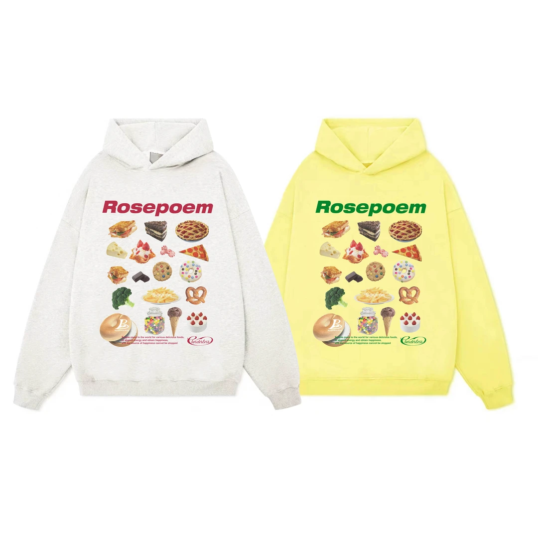 2023ROSE休闲潮流秋冬宽松印花时尚情侣卡通动漫百搭套头连帽卫衣