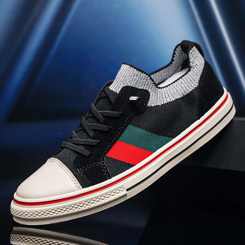 春夏季透气百搭休闲板鞋懒人脚蹬飞织驾车鞋男士时尚春季运动潮鞋