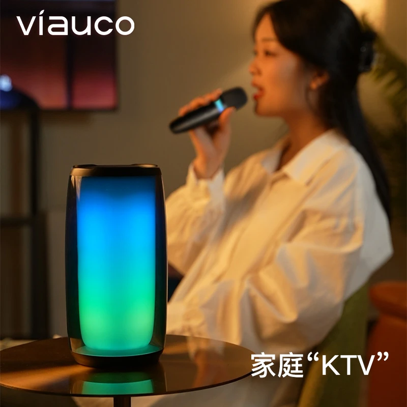 泛歌K1无线蓝牙音响麦克风家庭户外K歌话筒炫彩重低音环绕音箱