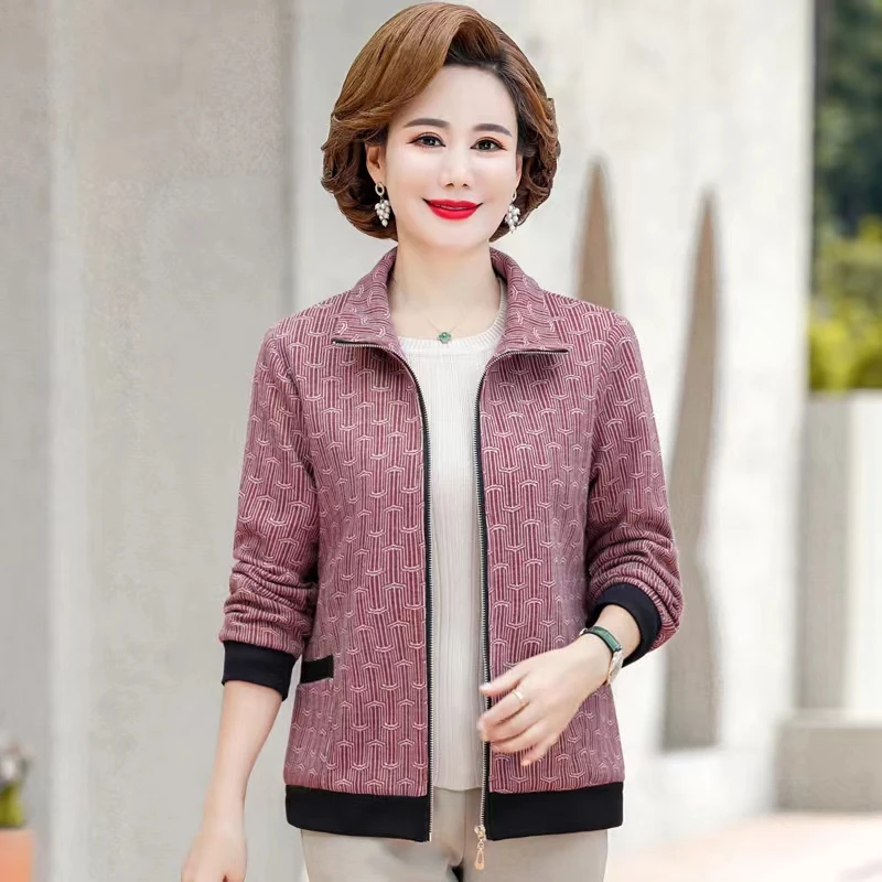 【芊上】 9599 妈妈装春秋款拉链上衣外套中老年宽松显瘦气质外套