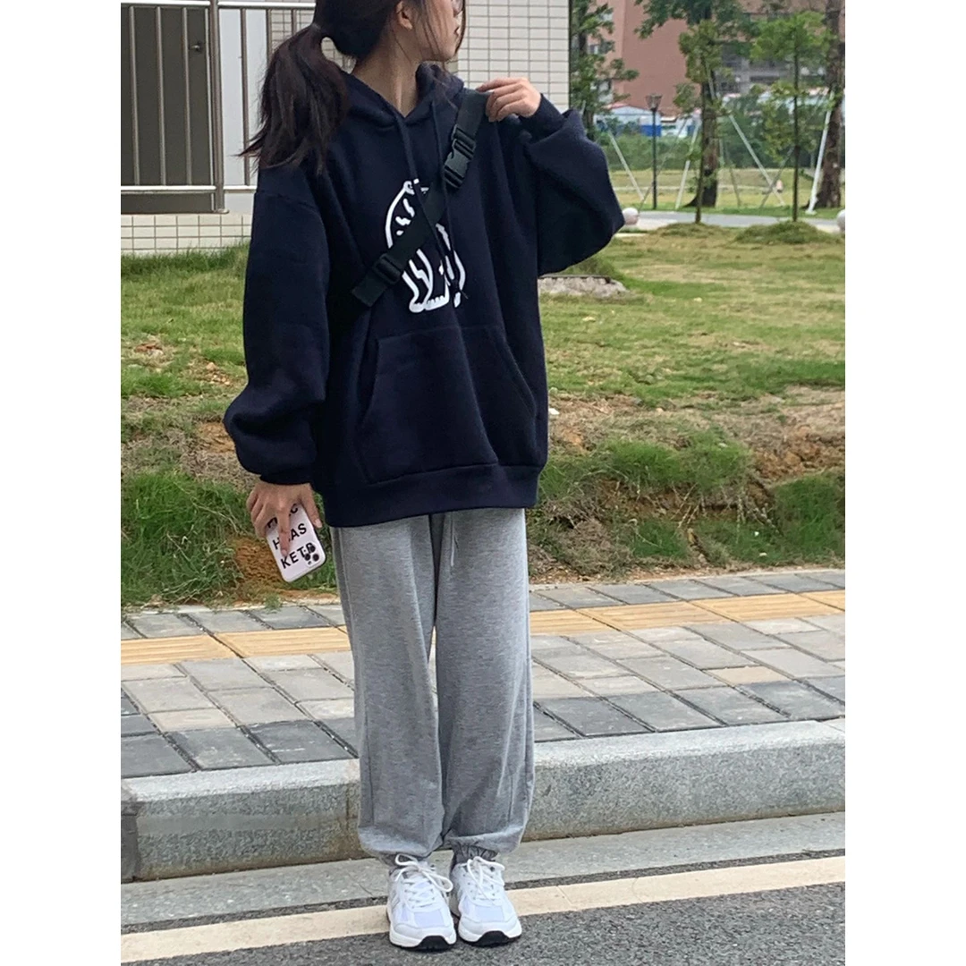 【加绒/常规】连帽卫衣女秋季2023新款oversize慵懒美式情侣上衣ins