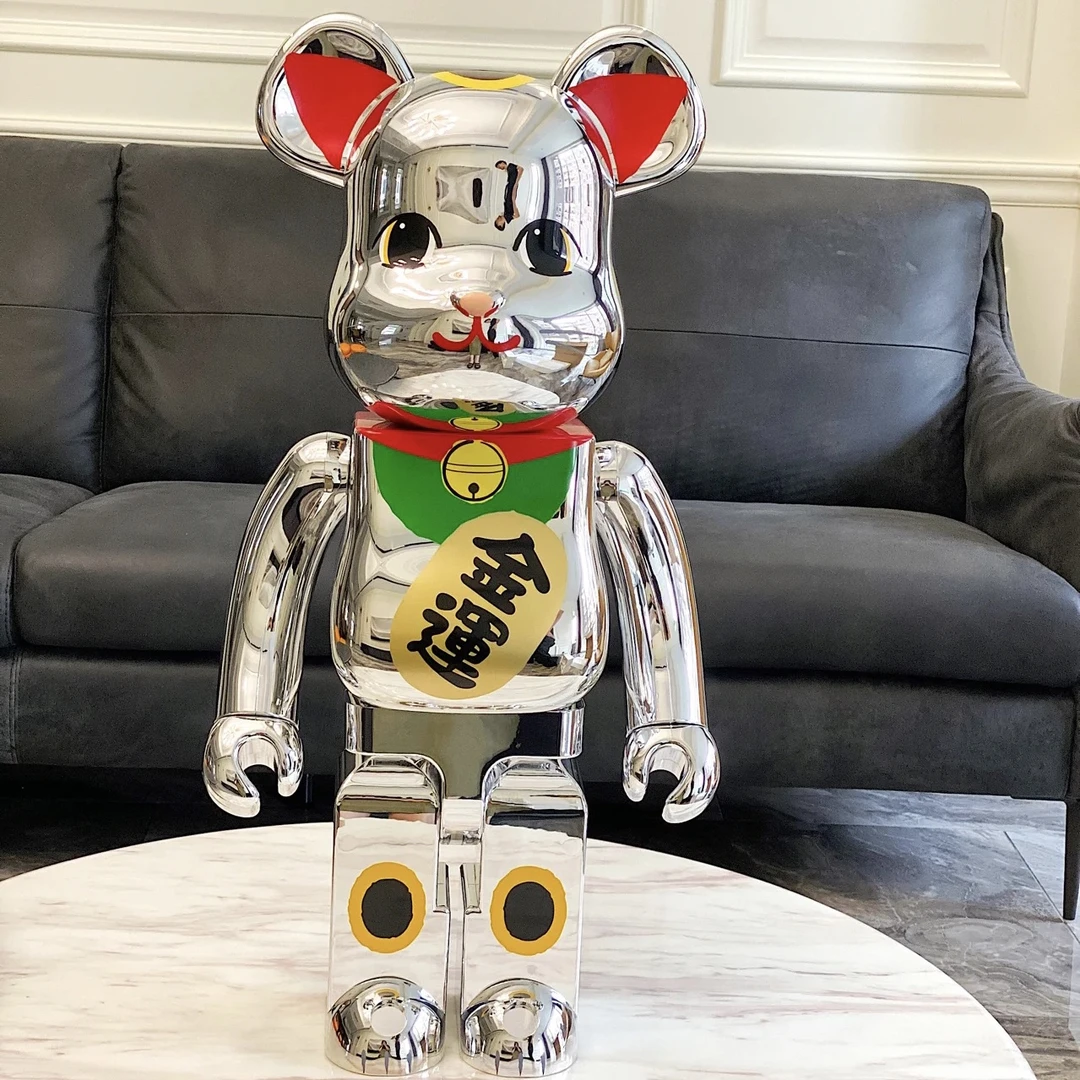 Bearbrick 积木熊 银色金运招财猫 1000%