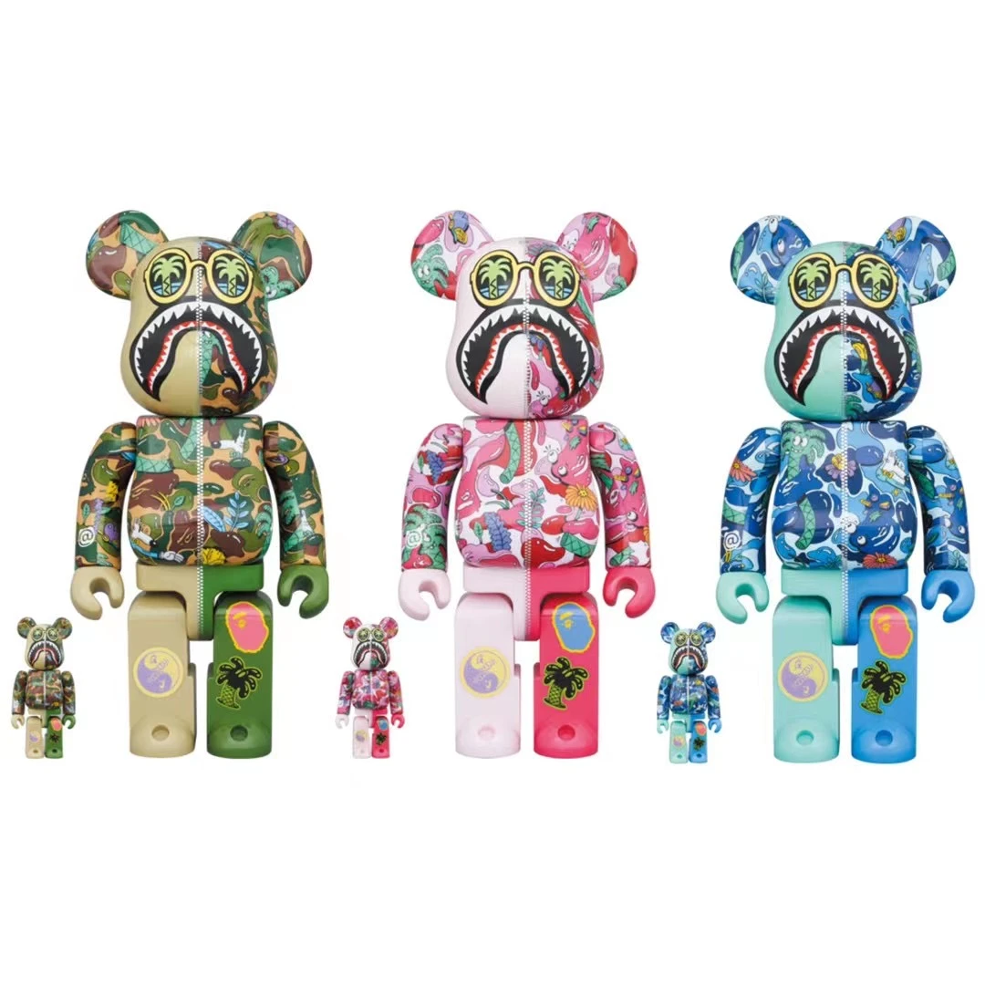 Bearbrick 积木熊 Bape 鲨鱼 400%+100% 一套