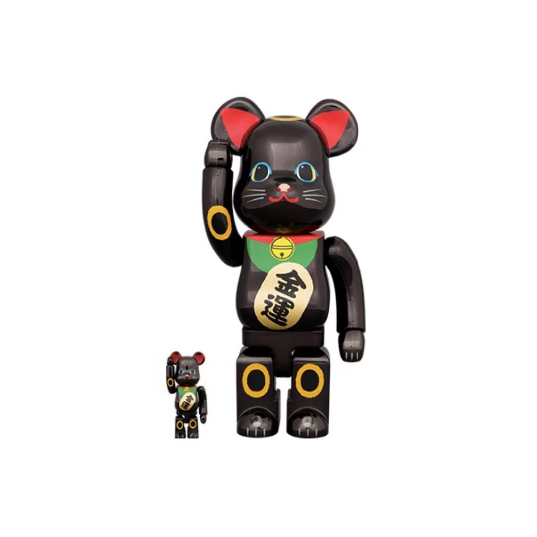 Bearbrick 积木熊 黑色 金运招财猫 400%+100%