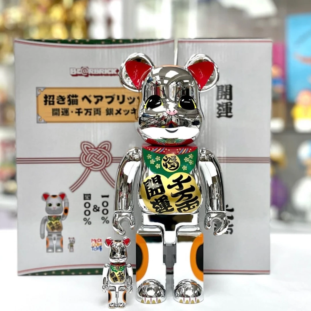 Bearbrick 积木熊 电镀银 新款招财猫 400%+100%