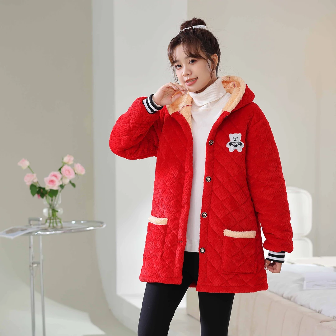 新款洋气网红冬季棉服女加绒加厚外套中长款围裙罩衣干活外穿保暖