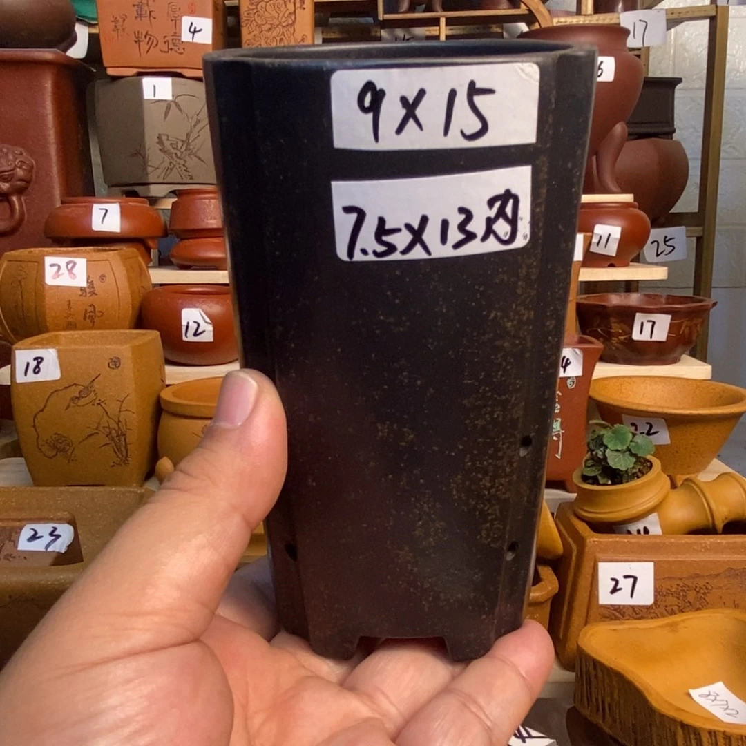 紫砂花盆内口经尺寸7.5×13