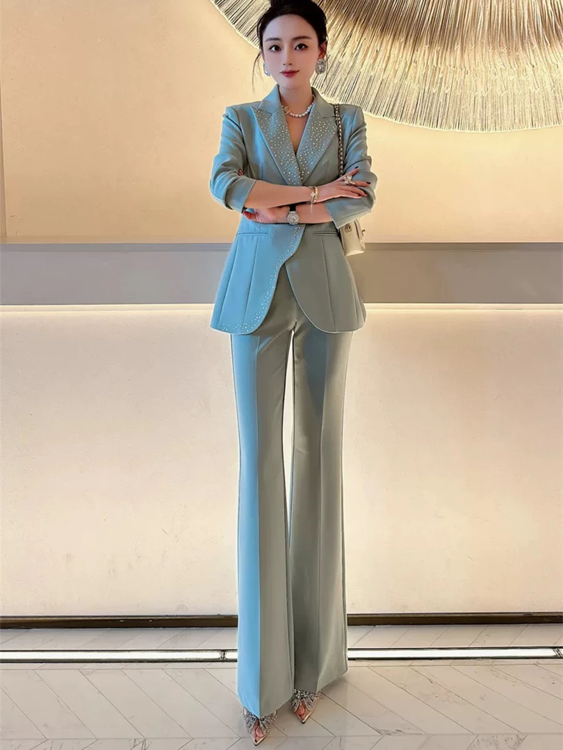 88030-G-4-7-1 新款职业装气质女神范高端时尚亮钻西服外套两件套