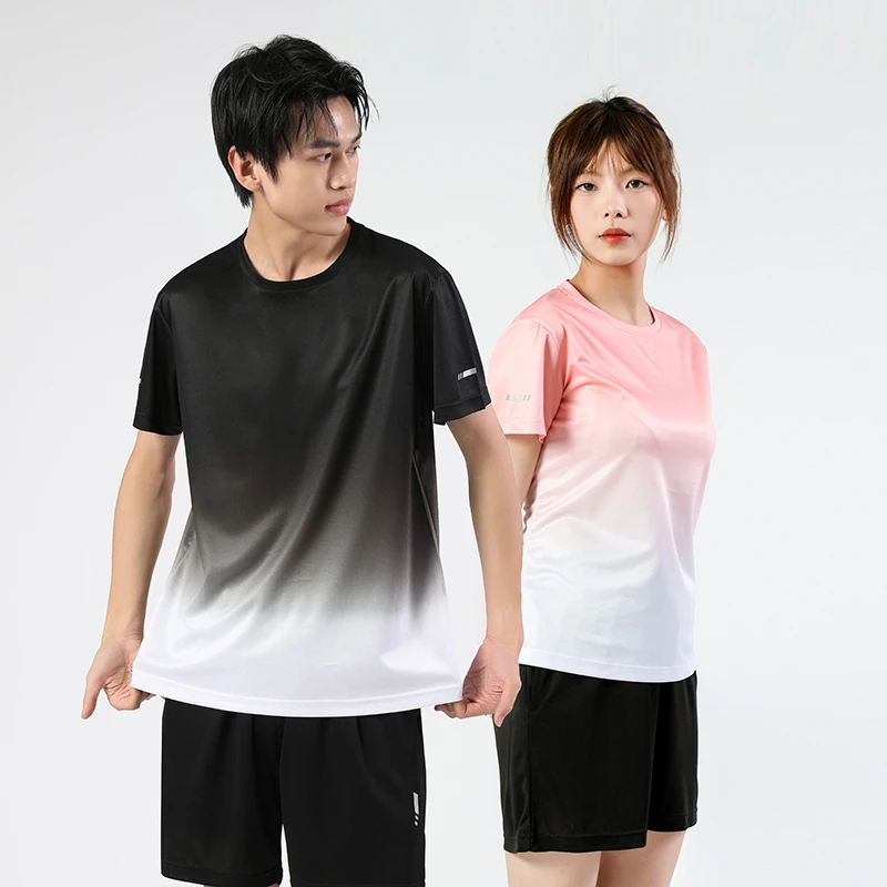 夏季短袖T恤冰丝透气速干套装男女短裤俩件套韩版运动服情侣套装
