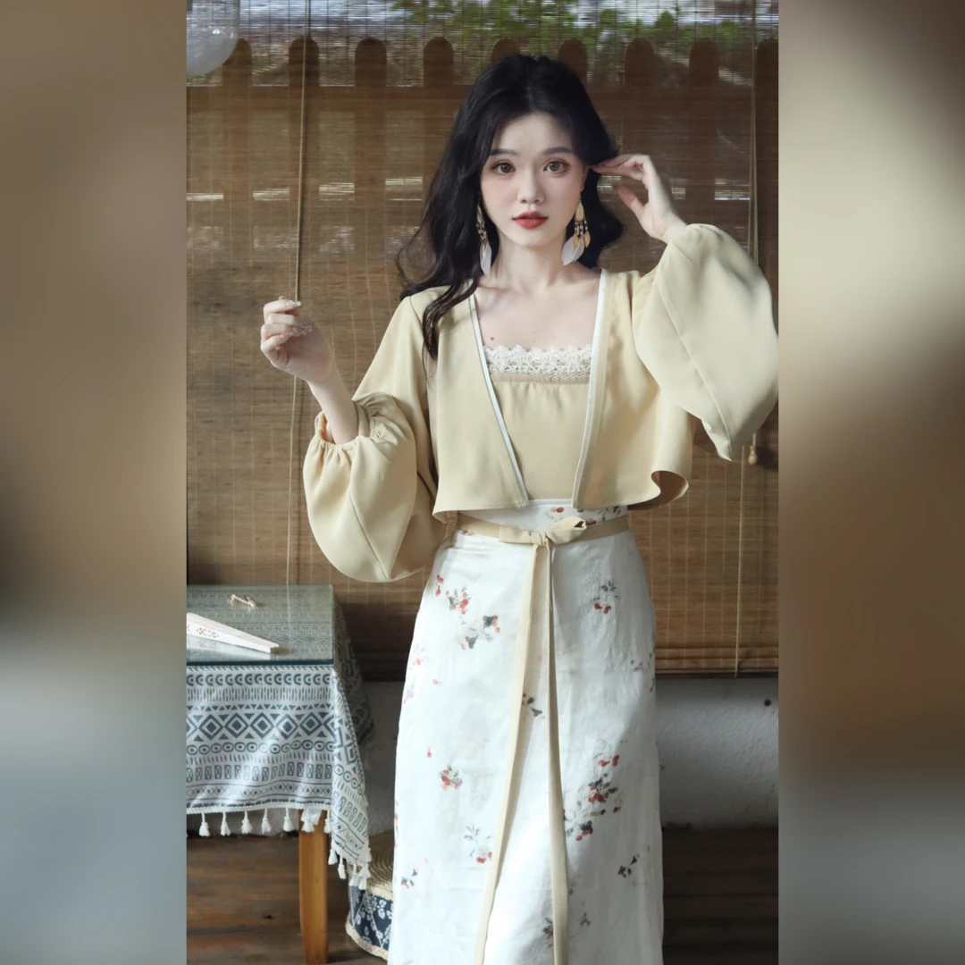 瑶西【怀玉芙蓉】汉服新中式汉元素提花设计款三件套设计款气质套装