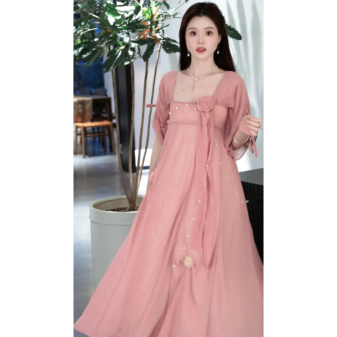 瑶西【干枯玫瑰】2025原创汉元素齐胸连衣裙中国风破裙夏季仙气日常