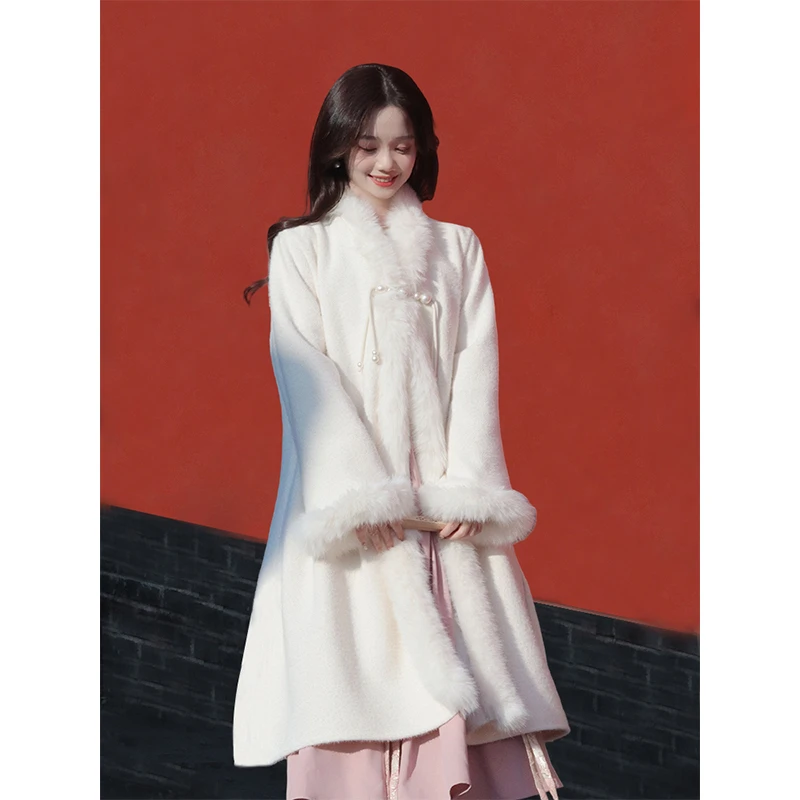 瑶西【长安初雪】秋冬汉服外套加绒国风汉元素女装穿搭大衣