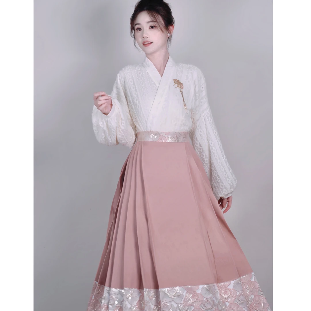 瑶西【蔷薇花色】改良马面裙小众设计两件套国风大摆裙重工织金