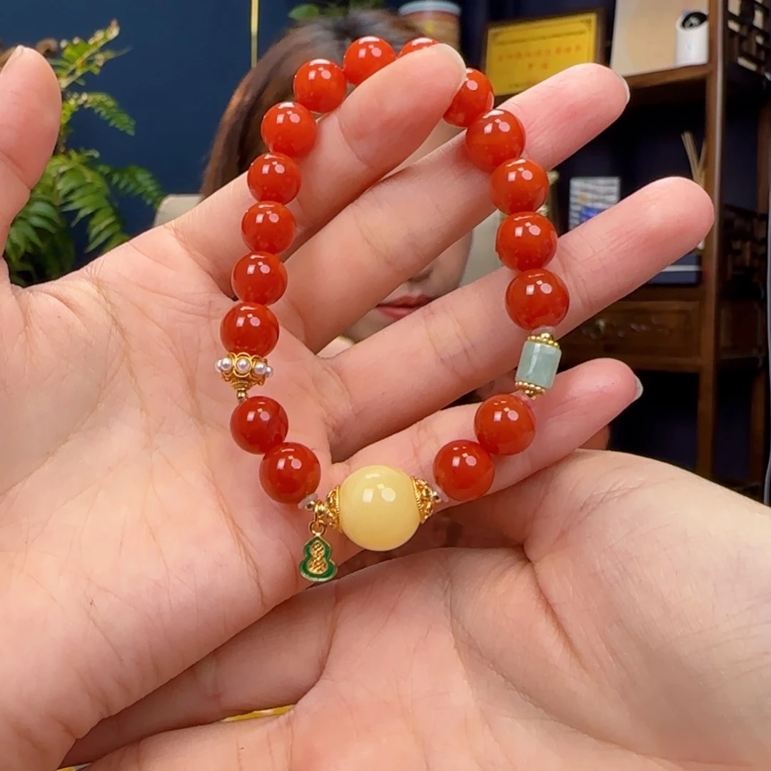 南红玛瑙手链银S925镶嵌