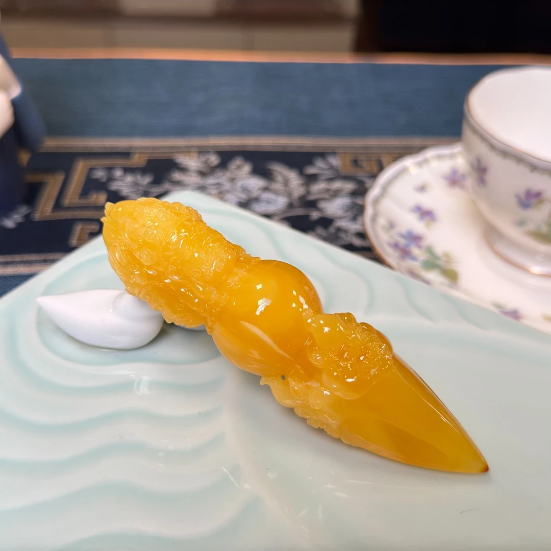 【馆藏级】焦皮料藏风手把件/摆件