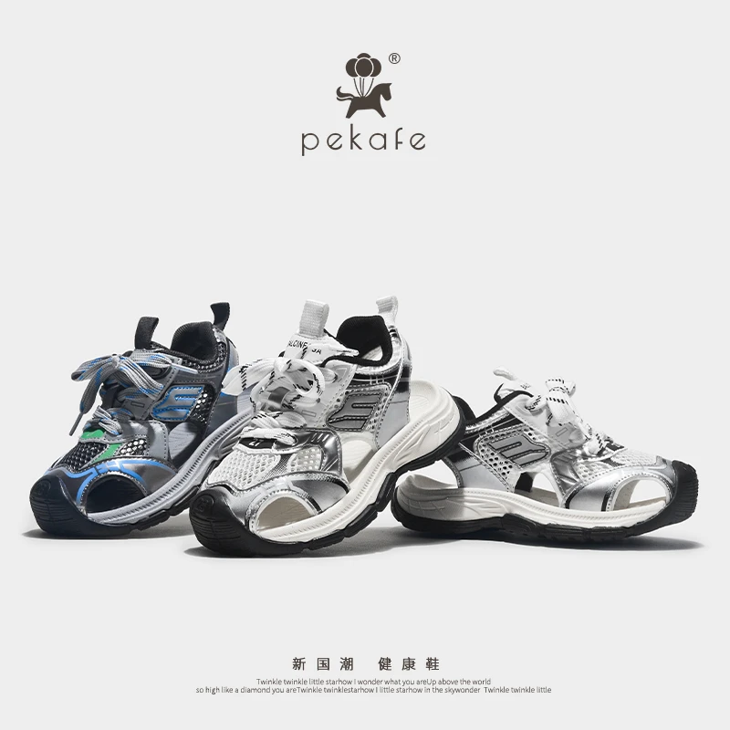 Pelafe儿童韩版潮款运动鞋女童半凉鞋镂空透气男童时尚轮胎底跑鞋