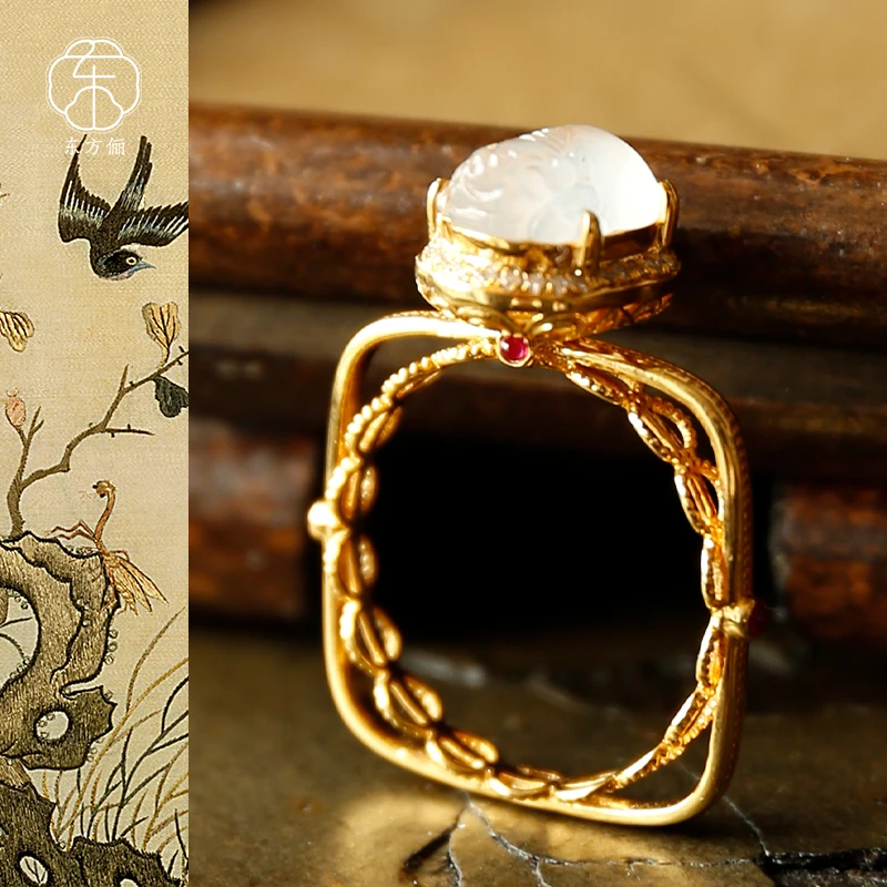 东方俪DOFUNLY【抱影寐】翡翠貔貅18K金古法戒指设计款FCJZ 雅韵