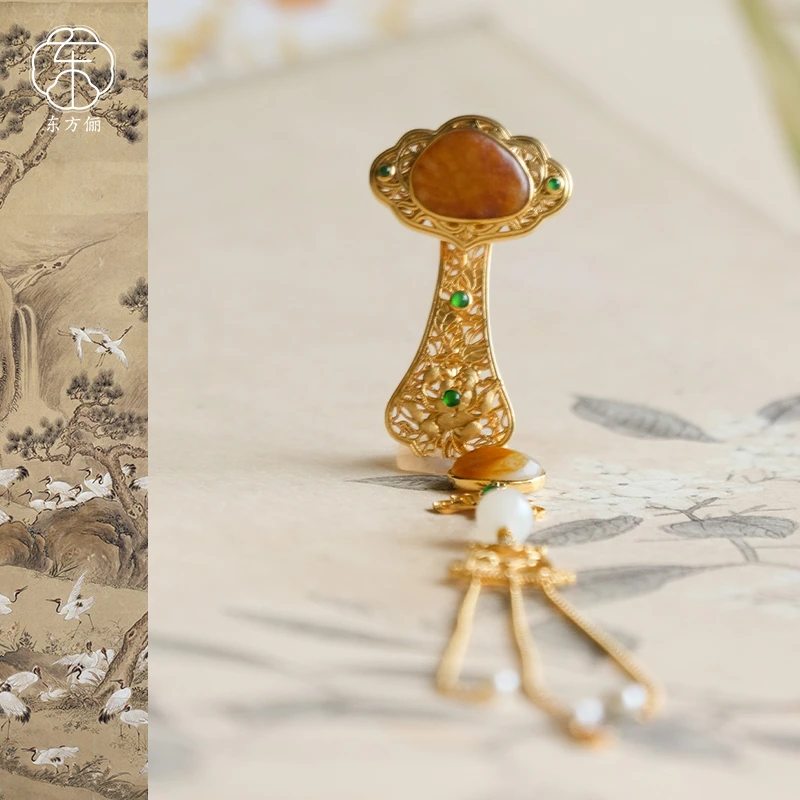 东方俪DOFUNLY【如意令】和田玉如意华丽18K金新中式吊坠ZLDZ 雅韵