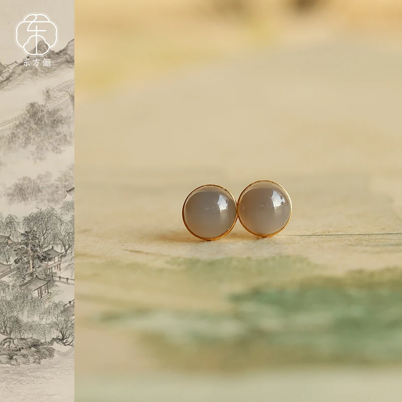 东方俪DOFUNLY【烟云澜】和田玉18K金耳钉设计款YZED镂云