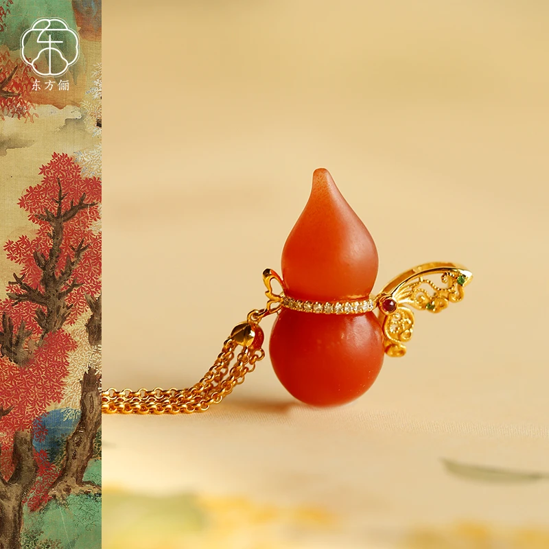 东方俪DOFUNLY【禄衔山】18K金南红吊坠葫芦轻奢设计款NHDZ雅韵