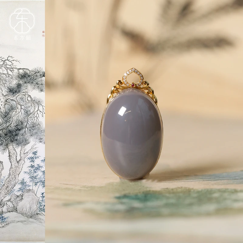 东方俪DOFUNLY【故人里】和田玉蛋面18K金吊坠YZDZ霁月